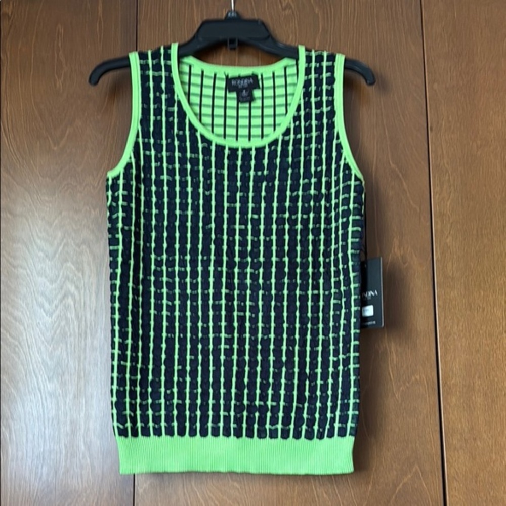 Rondina New York Green & Navy Geometric Sweater Tank/ Vest NWT Ret $185 Sz M